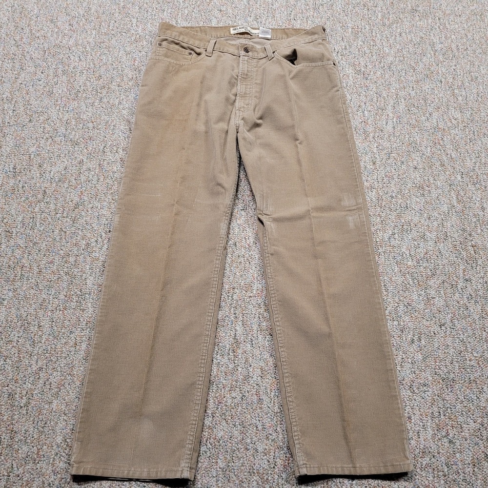 Levis 559 Pants Mens 38x30 Beige Corduroy Baggy Relaxed Fit Straight Leg‎ Y2K